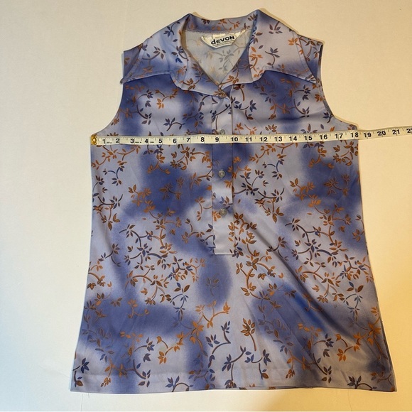 Vtg 70s Devon Polyester Sleeveless Blouse Tank Top - Picture 3 of 4